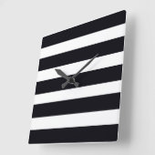 クラシックモダンシンプル白黒シッストライプのク スクエア壁時計 (傾斜)