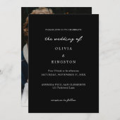 クラシックモダンシンプル白黒結婚ズ 招待状 (正面/裏面)