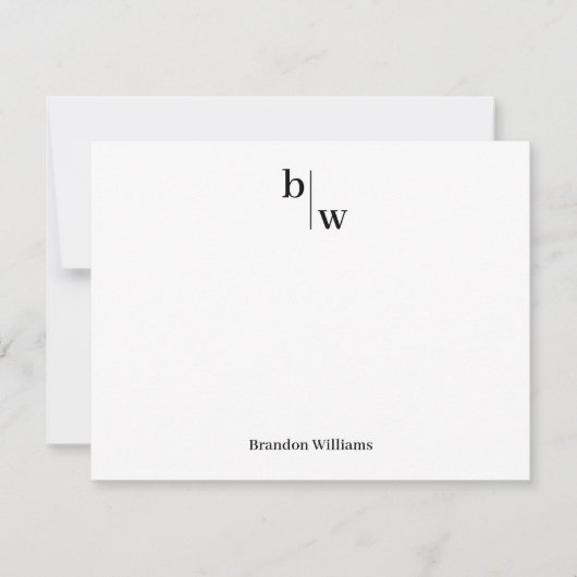 クラシックモダンシンプル2モノグラムイニシャル事業 ノートカード (正面)