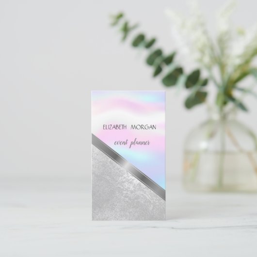 クラシックモダンジオメトリック、抽象芸術ホログラフィック 名刺 (スタンド正面)