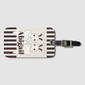 クラシックモダンストライプ可愛いツインバニーキッズ ラゲッジタグ (正面横)