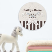 クラシックモダンストライプ可愛いツインバニーキッズ ラージ壁時計