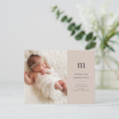 クラシックモダンタン1写真の誕生のお知らせ ポストカード (スタンド正面)