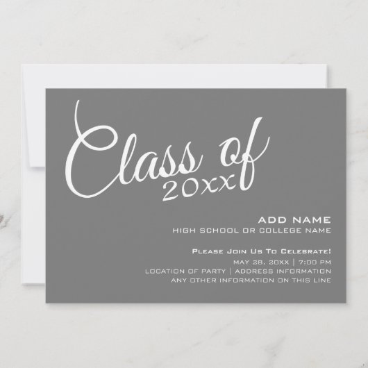 クラシックモダンフォトフレーム卒業パーティー 招待状 (裏面)