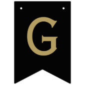 クラシックモダンブラックのシルバー&金ゴールド バンティングフラッグ (第3の旗)