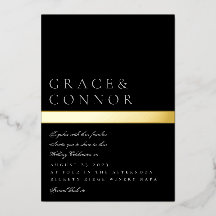 クラシックモダンブラックグレーゴールドフォイルストライプ結婚ズ