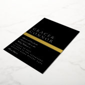 クラシックモダンブラックグレーゴールドフォイルストライプ結婚ズ 箔招待状 (回転した状態)