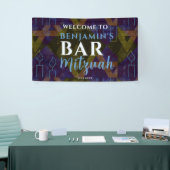 クラシックモダンブルーバー(ユダヤ教の)バル・ミツバーはっきりしたタイプウェルカム 横断幕 (トレードショー)