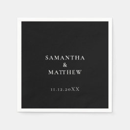 クラシックモダンミニマル結婚リストブラック スタンダードカクテルナプキン