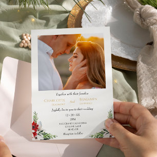 クラシックモダンミニマルChristmas結婚 Photo's 招待状