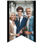 クラシックモダン卒業フォトシルバー、金ゴールド、ブラック バンティングフラッグ (第1の旗)