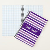 クラシックモダン名前をカスタムするパープル&ホワイトストライプ ノートブック (内側)
