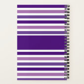 クラシックモダン名前をカスタムするパープル&ホワイトストライプ ノートブック (裏面)