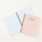 クラシックモダン名前をカスタムするピーチストライプー ノートブック (内部)