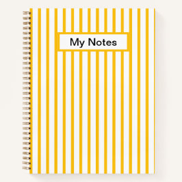 クラシックモダン名前をカスタムする黄ストライプ ノートブック