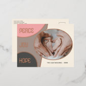 クラシックモダン季節のごあいさつバラ金ゴールド 箔シーズンポストカード (正面/裏面)