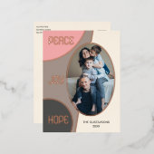 クラシックモダン季節のごあいさつバラ金ゴールド 箔シーズンポストカード (正面/裏面)