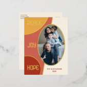 クラシックモダン季節のごあいさつ金ゴールド 箔シーズンポストカード (正面/裏面)