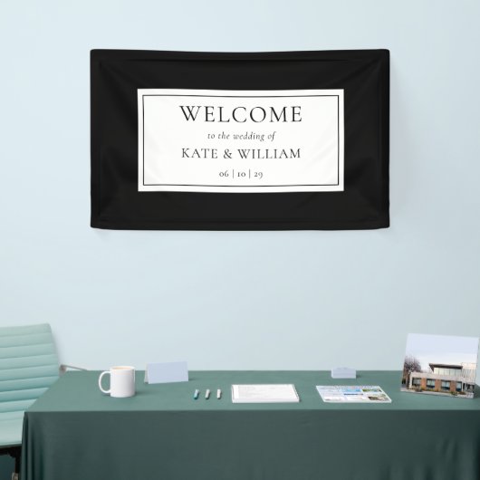 クラシックモダン白黒の結婚歓迎 横断幕 (トレードショー)