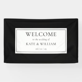 クラシックモダン白黒の結婚歓迎 横断幕