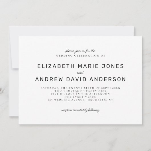 クラシックモダン白黒写真結婚の 招待状 (正面)