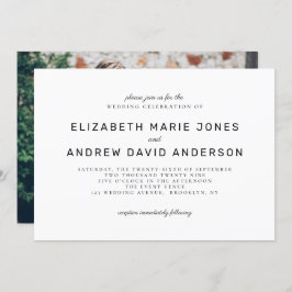 クラシックモダン白黒写真結婚の 招待状