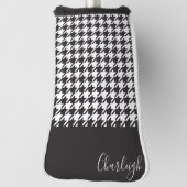 クラシックモダン白黒千鳥格子の ゴルフヘッドカバー (回転90)
