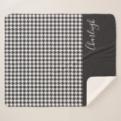 クラシックモダン白黒千鳥格子の シェルパブランケット (正面(横))