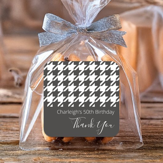 クラシックモダン白黒千鳥格子の スクエアシール