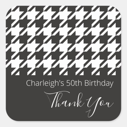 クラシックモダン白黒千鳥格子の スクエアシール (正面)