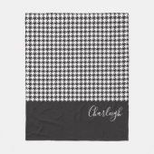 クラシックモダン白黒千鳥格子の フリースブランケット (正面)