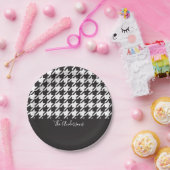 クラシックモダン白黒千鳥格子の ペーパープレート (パーティー)