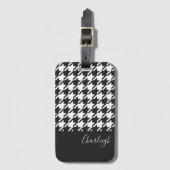 クラシックモダン白黒千鳥格子の ラゲッジタグ (正面縦)