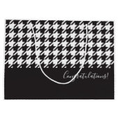 クラシックモダン白黒千鳥格子の ラージペーパーバッグ (裏面)