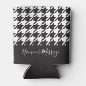 クラシックモダン白黒千鳥格子の 缶クーラー (正面)