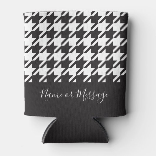 クラシックモダン白黒千鳥格子の 缶クーラー (正面)