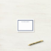 クラシックモダン白、ダブルネイビーブルー縁ど付 ポストイット (デスク上)