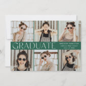 クラシックモダン緑6写真卒業 案内状 (正面)