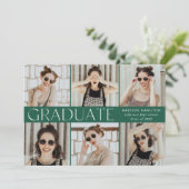 クラシックモダン緑6写真卒業 案内状 (スタンド正面)