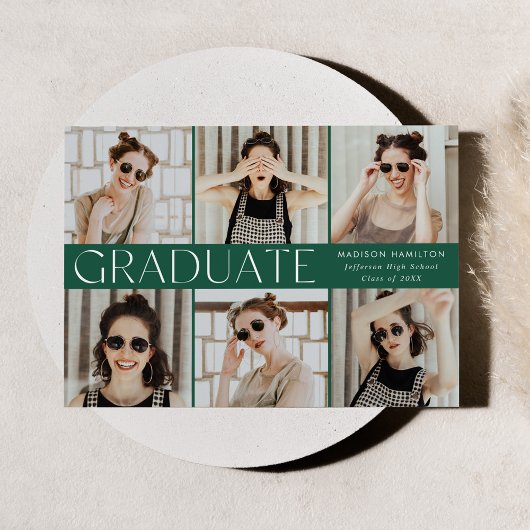 クラシックモダン緑6写真卒業 案内状