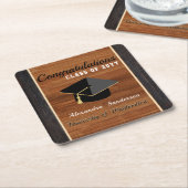 クラシックモダン茶の木目目盛りキャップ スクエアペーパーコースター (アングル)