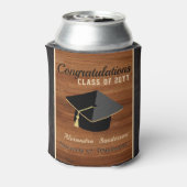 クラシックモダン茶色の木目目盛りキャップ缶 缶クーラー (缶裏面)