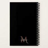 クラシックモダン装飾黒金ゴールドモノグラム ノートブック (裏面)