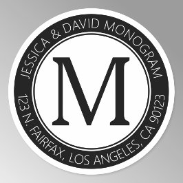 クラシックモダン見 |ブラック&ホワイト差出人住所 ラウンドシール