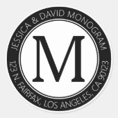 クラシックモダン見 |ブラック&ホワイト差出人住所 ラウンドシール (正面)