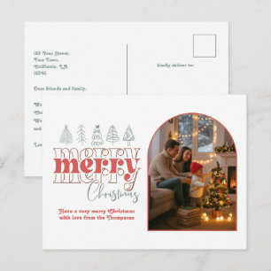 クラシックモダンCozy Arch Photo Merry Christmas シーズンポストカード