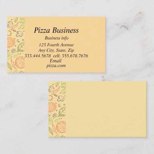 クラシックモダンGraphic Art Pizza事業名 名刺 (正面/裏面)