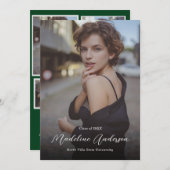 クラシックモダンGreen Photo Collage卒業 案内状 (正面/裏面)