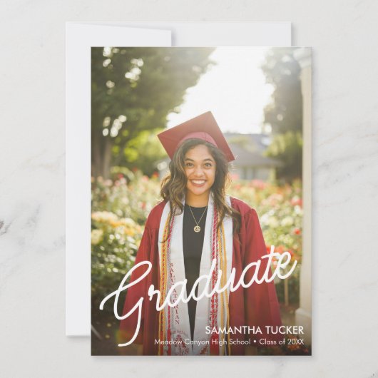 クラシックモダンScript 2写真の卒業 案内状 (正面)