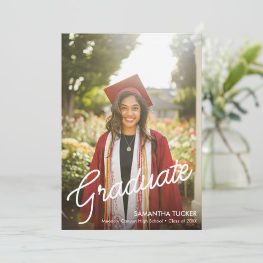 クラシックモダンScript 2写真の卒業 案内状 (スタンド正面)